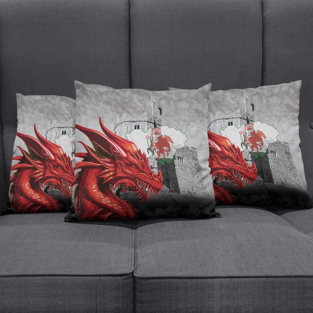 Wales Cardiff Capital Pillow Cover Welsh Red Dragon Castell Caerdydd - Wonder Print Shop