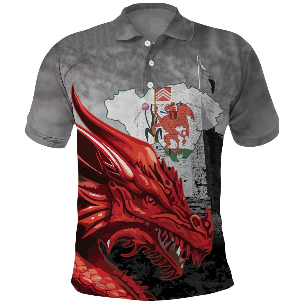 Wales Cardiff Capital Polo Shirt Welsh Red Dragon Castell Caerdydd - Wonder Print Shop
