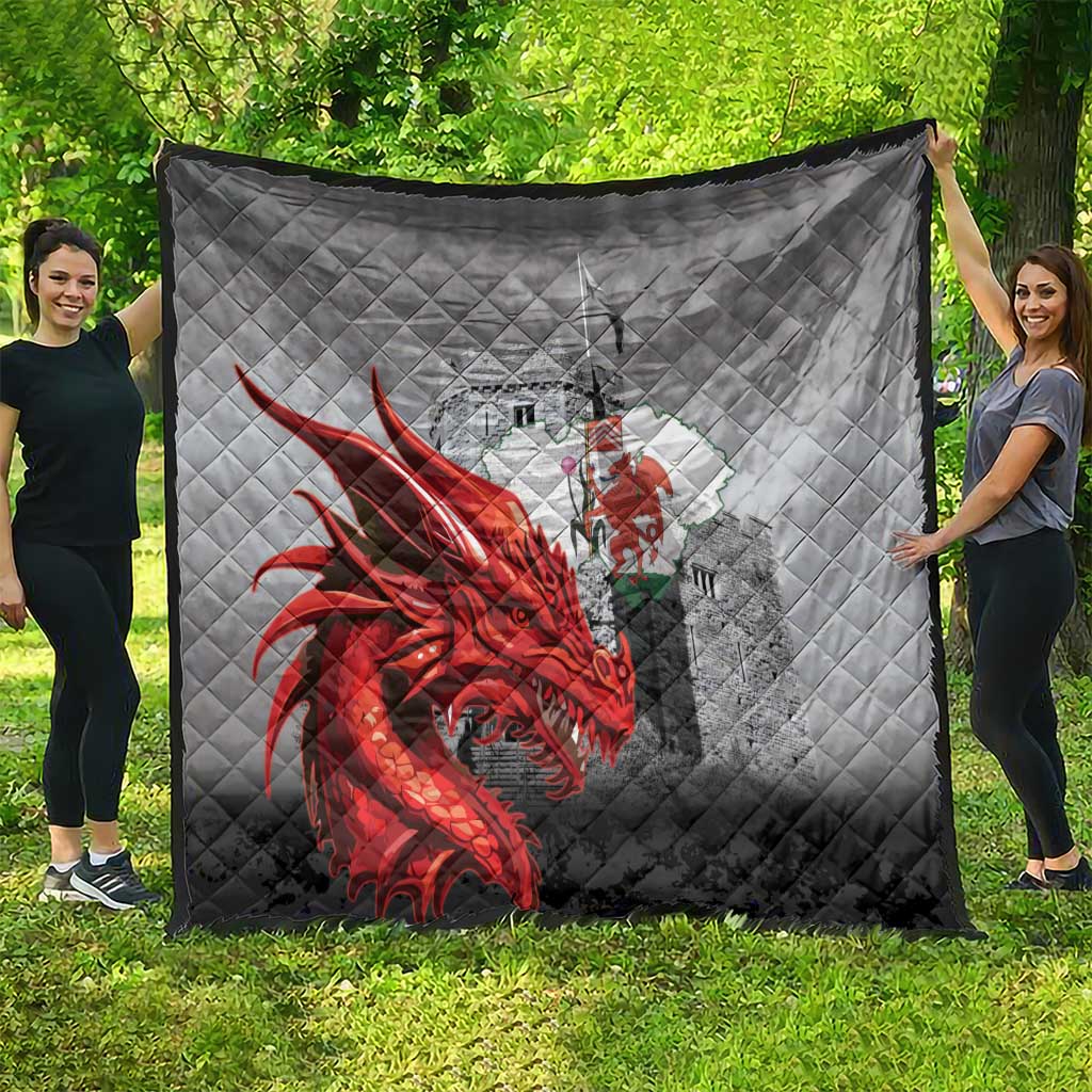 Wales Cardiff Capital Quilt Welsh Red Dragon Castell Caerdydd - Wonder Print Shop