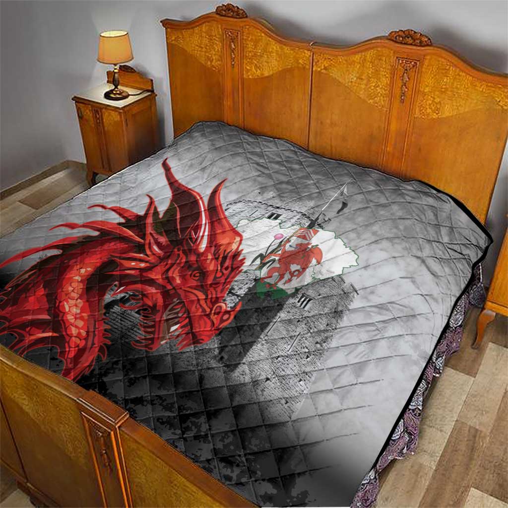 Wales Cardiff Capital Quilt Welsh Red Dragon Castell Caerdydd - Wonder Print Shop