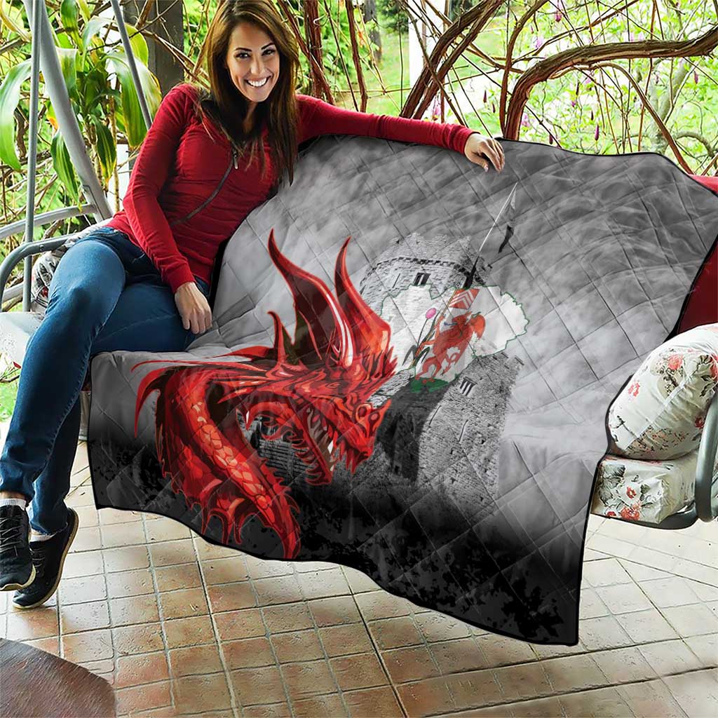 Wales Cardiff Capital Quilt Welsh Red Dragon Castell Caerdydd - Wonder Print Shop