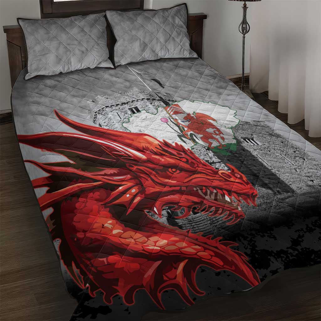 Wales Cardiff Capital Quilt Bed Set Welsh Red Dragon Castell Caerdydd - Wonder Print Shop