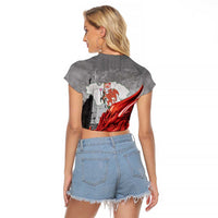 Wales Cardiff Capital Raglan Cropped T Shirt Welsh Red Dragon Castell Caerdydd - Wonder Print Shop