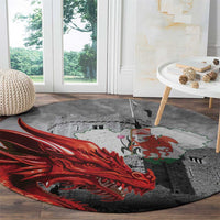 Wales Cardiff Capital Round Carpet Welsh Red Dragon Castell Caerdydd - Wonder Print Shop