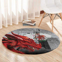 Wales Cardiff Capital Round Carpet Welsh Red Dragon Castell Caerdydd - Wonder Print Shop