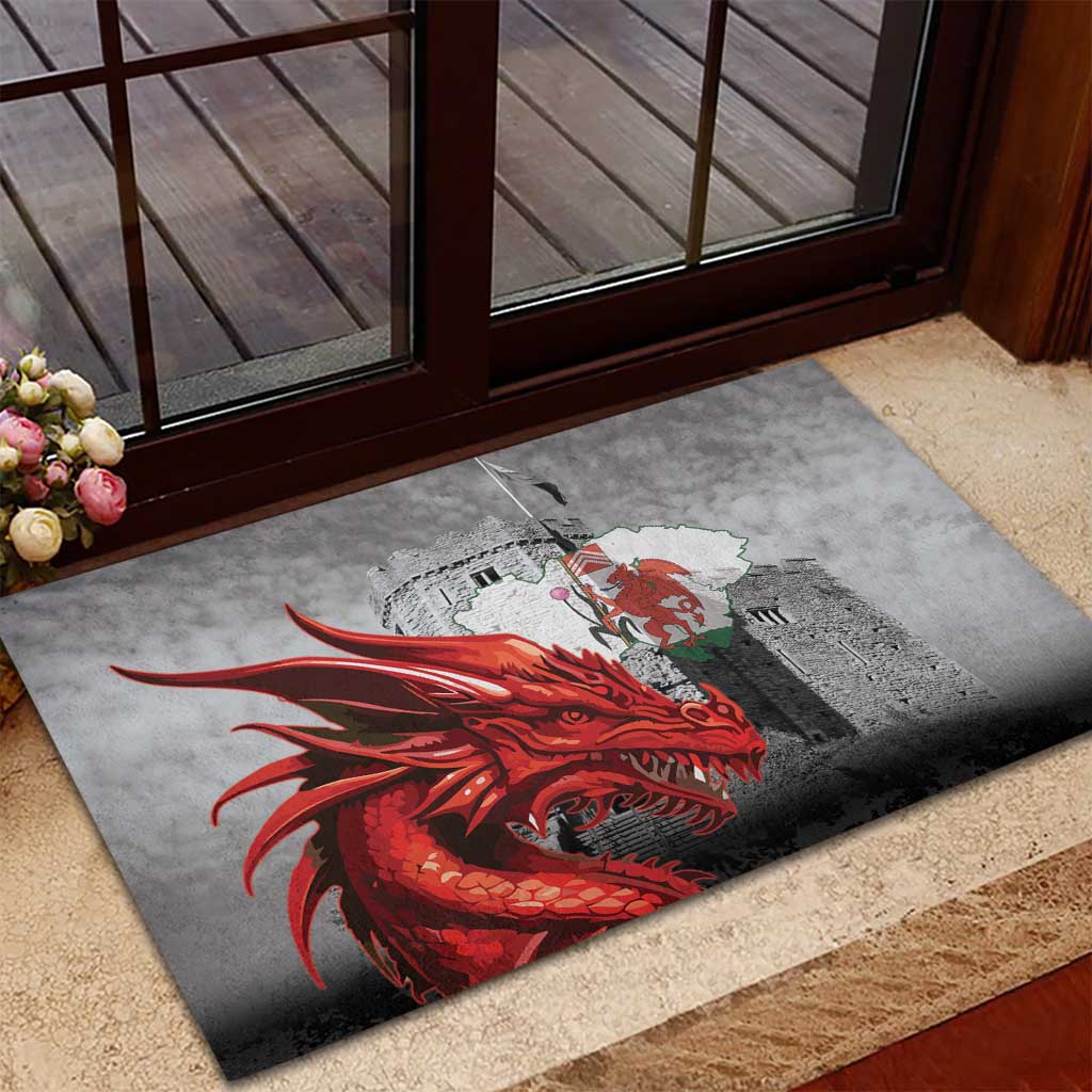 Wales Cardiff Capital Rubber Doormat Welsh Red Dragon Castell Caerdydd - Wonder Print Shop