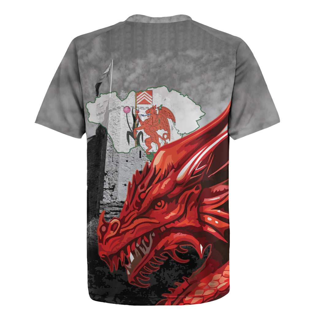 Wales Cardiff Capital Rugby Jersey Welsh Red Dragon Castell Caerdydd - Wonder Print Shop