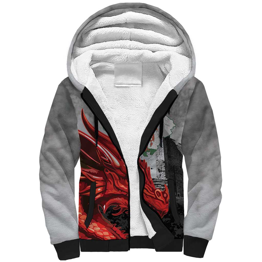 Wales Cardiff Capital Sherpa Hoodie Welsh Red Dragon Castell Caerdydd - Wonder Print Shop