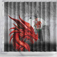Wales Cardiff Capital Shower Curtain Welsh Red Dragon Castell Caerdydd - Wonder Print Shop