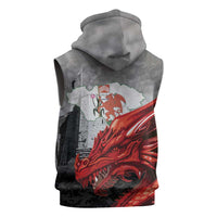 Wales Cardiff Capital Sleeveless Hoodie Welsh Red Dragon Castell Caerdydd - Wonder Print Shop