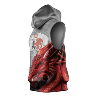 Wales Cardiff Capital Sleeveless Hoodie Welsh Red Dragon Castell Caerdydd - Wonder Print Shop