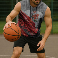 Wales Cardiff Capital Sleeveless Hoodie Welsh Red Dragon Castell Caerdydd - Wonder Print Shop