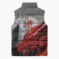 Wales Cardiff Capital Sleeveless Puffer Jacket Welsh Red Dragon Castell Caerdydd - Wonder Print Shop