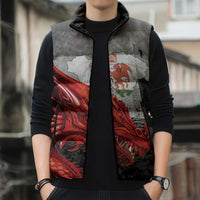 Wales Cardiff Capital Sleeveless Puffer Jacket Welsh Red Dragon Castell Caerdydd - Wonder Print Shop