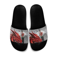 Wales Cardiff Capital Slide Sandals Welsh Red Dragon Castell Caerdydd - Wonder Print Shop