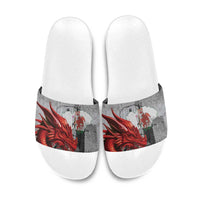 Wales Cardiff Capital Slide Sandals Welsh Red Dragon Castell Caerdydd - Wonder Print Shop