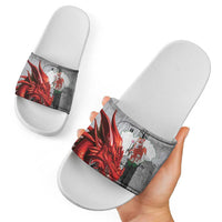 Wales Cardiff Capital Slide Sandals Welsh Red Dragon Castell Caerdydd - Wonder Print Shop