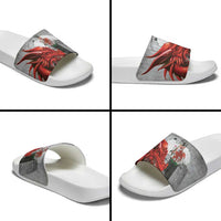 Wales Cardiff Capital Slide Sandals Welsh Red Dragon Castell Caerdydd - Wonder Print Shop