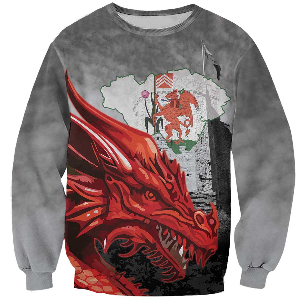 Wales Cardiff Capital Sweatshirt Welsh Red Dragon Castell Caerdydd - Wonder Print Shop