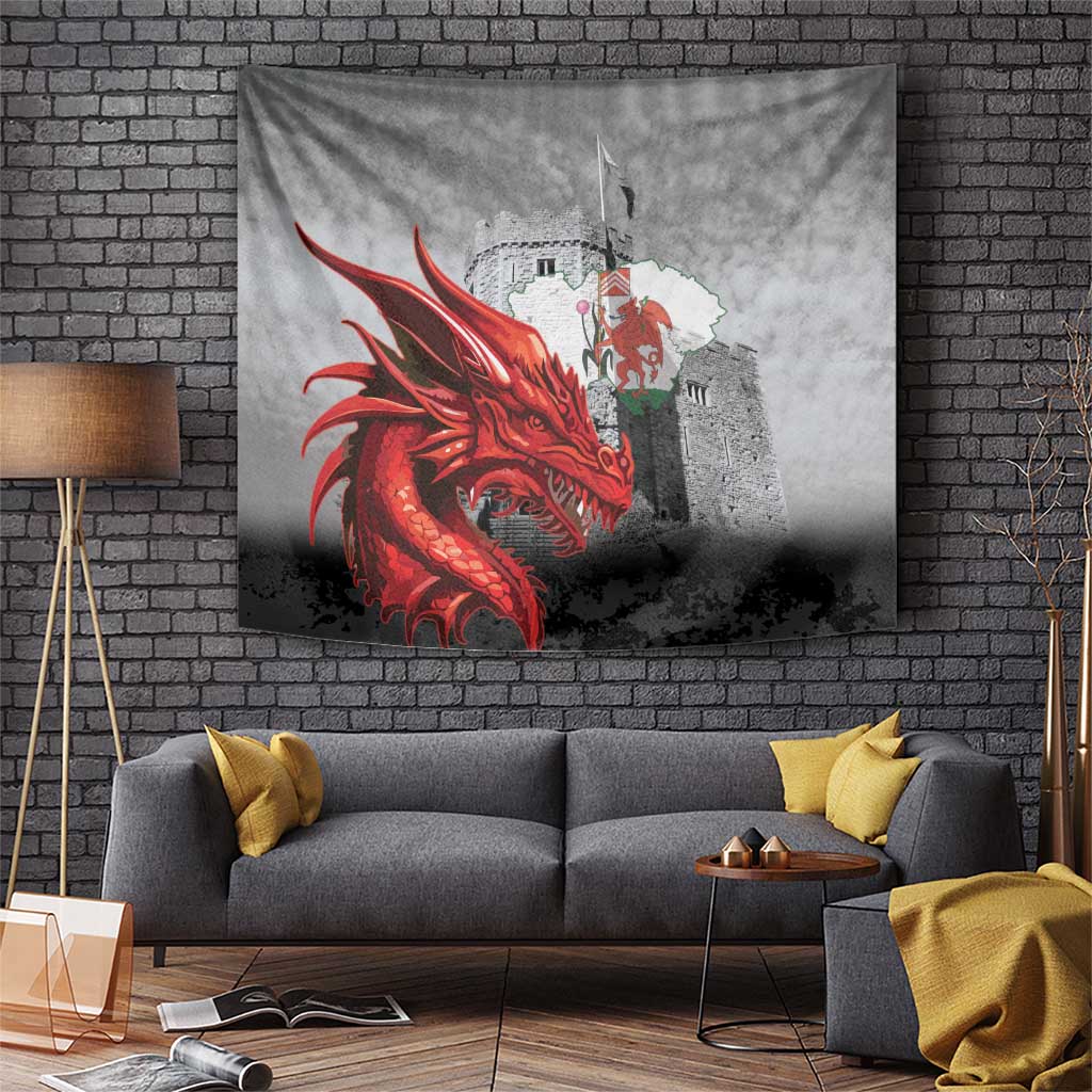 Wales Cardiff Capital Tapestry Welsh Red Dragon Castell Caerdydd - Wonder Print Shop