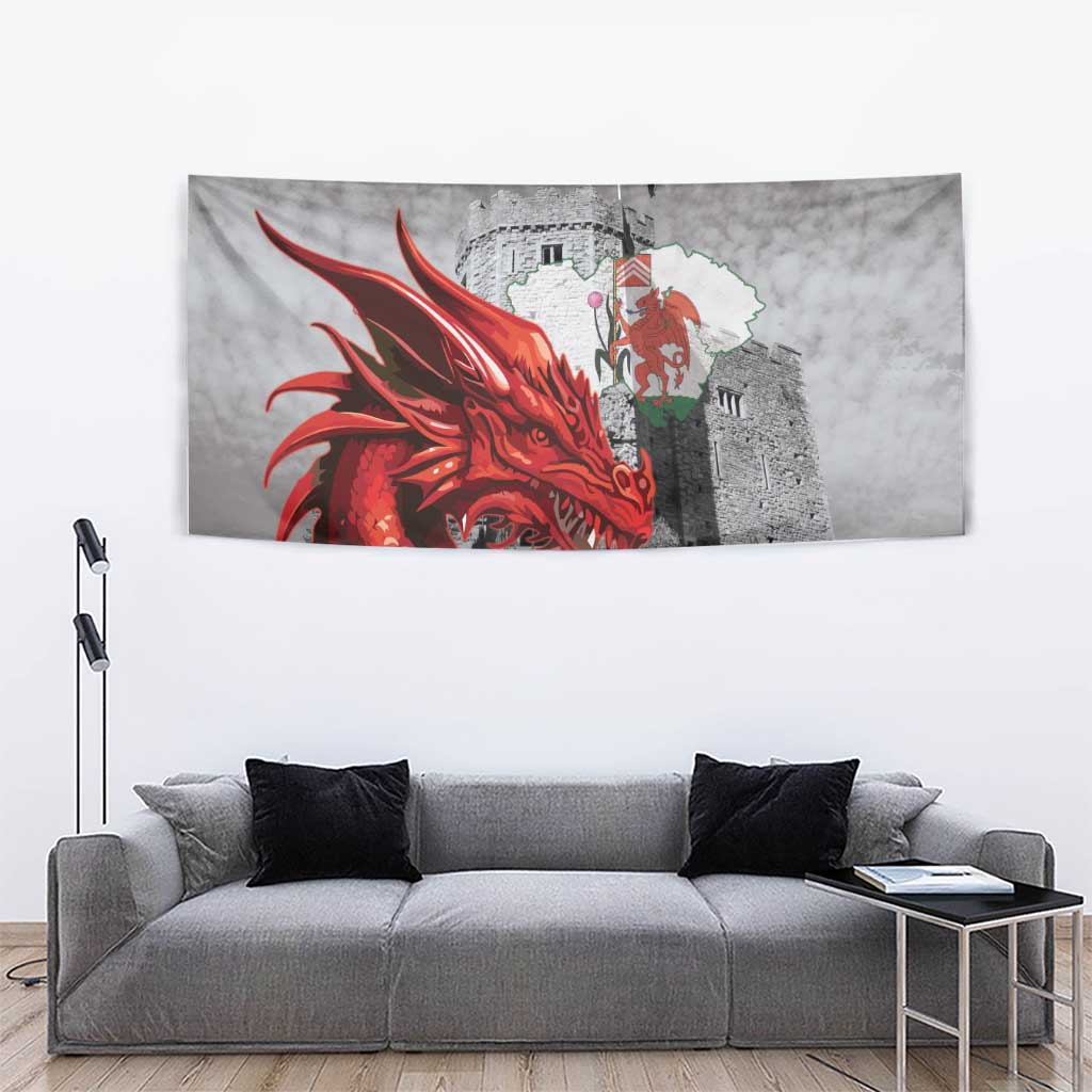 Wales Cardiff Capital Tapestry Welsh Red Dragon Castell Caerdydd - Wonder Print Shop