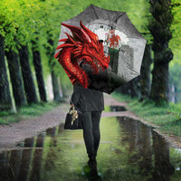 Wales Cardiff Capital Umbrella Welsh Red Dragon Castell Caerdydd - Wonder Print Shop