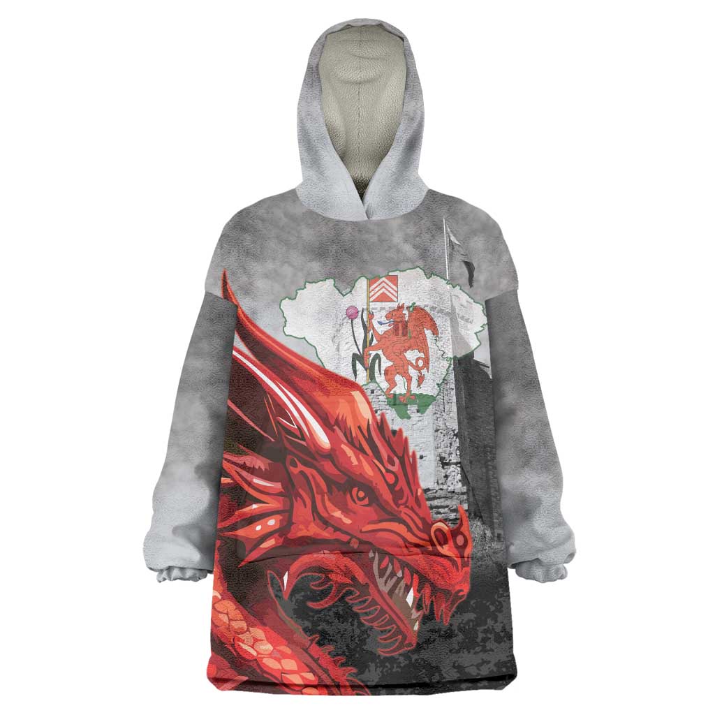 Wales Cardiff Capital Wearable Blanket Hoodie Welsh Red Dragon Castell Caerdydd - Wonder Print Shop