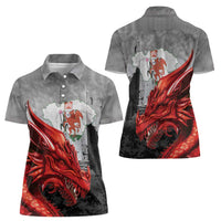 Wales Cardiff Capital Women Polo Shirt Welsh Red Dragon Castell Caerdydd - Wonder Print Shop