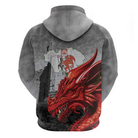 Wales Cardiff Capital Zip Hoodie Welsh Red Dragon Castell Caerdydd - Wonder Print Shop
