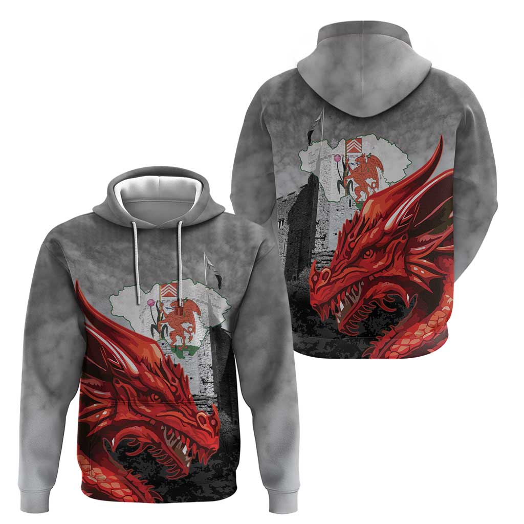 Wales Cardiff Capital Zip Hoodie Welsh Red Dragon Castell Caerdydd - Wonder Print Shop
