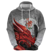 Wales Cardiff Capital Zip Hoodie Welsh Red Dragon Castell Caerdydd - Wonder Print Shop