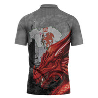 Wales Cardiff Capital Zipper Polo Shirt Welsh Red Dragon Castell Caerdydd - Wonder Print Shop