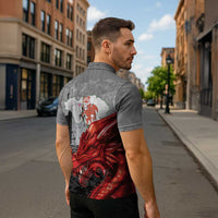 Wales Cardiff Capital Zipper Polo Shirt Welsh Red Dragon Castell Caerdydd - Wonder Print Shop