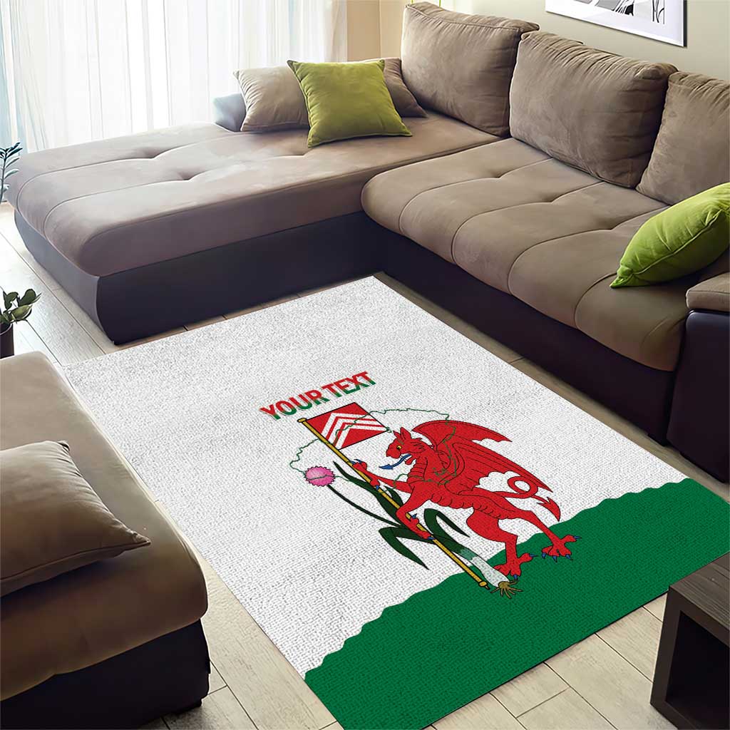 Personalised Wales Cardiff Capital Area Rug Welsh Dragon Glamorgan Flag Style - Wonder Print Shop