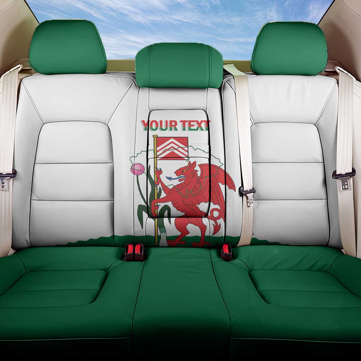 Personalised Wales Cardiff Capital Back Car Seat Cover Welsh Dragon Glamorgan Flag Style - Wonder Print Shop