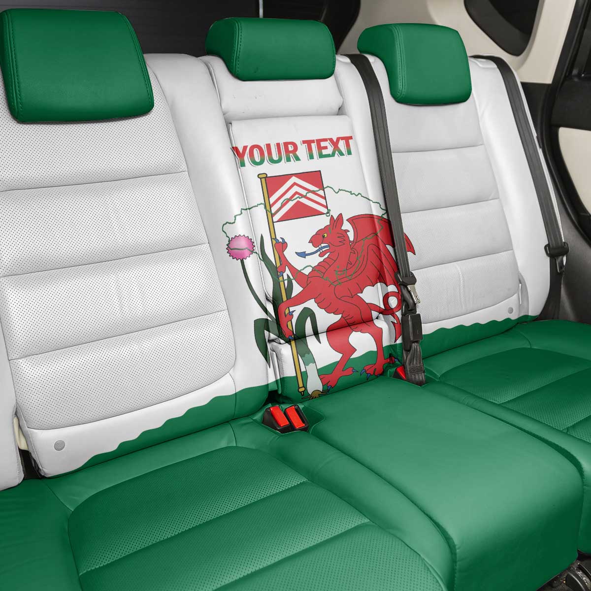 Personalised Wales Cardiff Capital Back Car Seat Cover Welsh Dragon Glamorgan Flag Style - Wonder Print Shop