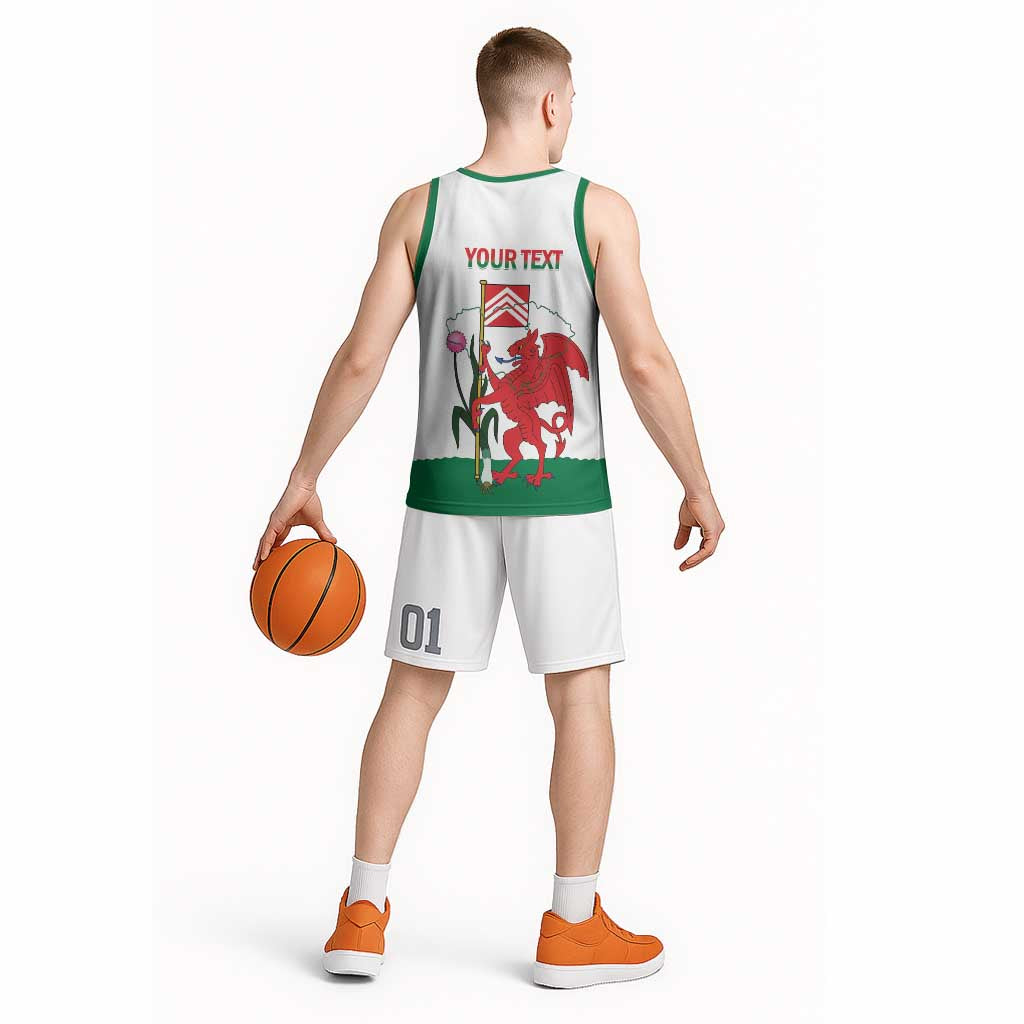 Personalised Wales Cardiff Capital Basketball Jersey Welsh Dragon Glamorgan Flag Style - Wonder Print Shop