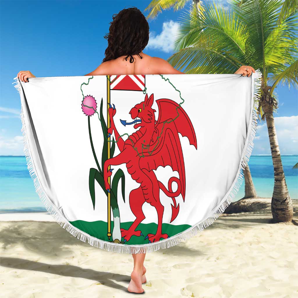 Personalised Wales Cardiff Capital Beach Blanket Welsh Dragon Glamorgan Flag Style - Wonder Print Shop