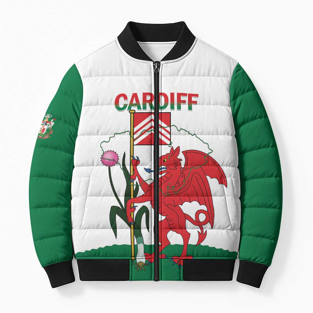 Personalised Wales Cardiff Capital Bomber Puffer Jacket Welsh Dragon Glamorgan Flag Style - Wonder Print Shop