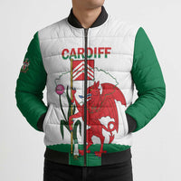 Personalised Wales Cardiff Capital Bomber Puffer Jacket Welsh Dragon Glamorgan Flag Style - Wonder Print Shop