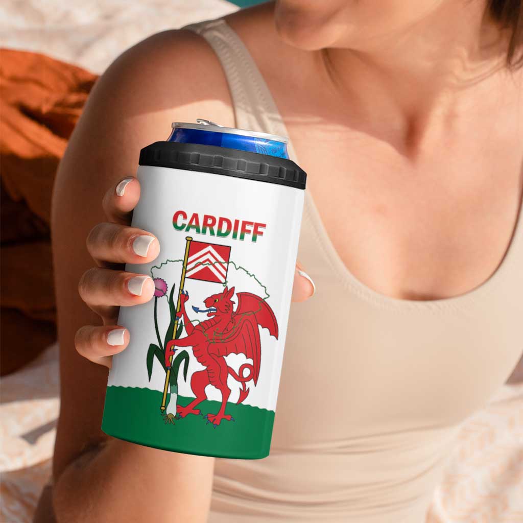 Personalised Wales Cardiff Capital 4 in 1 Can Cooler Tumbler Welsh Dragon Glamorgan Flag Style - Wonder Print Shop