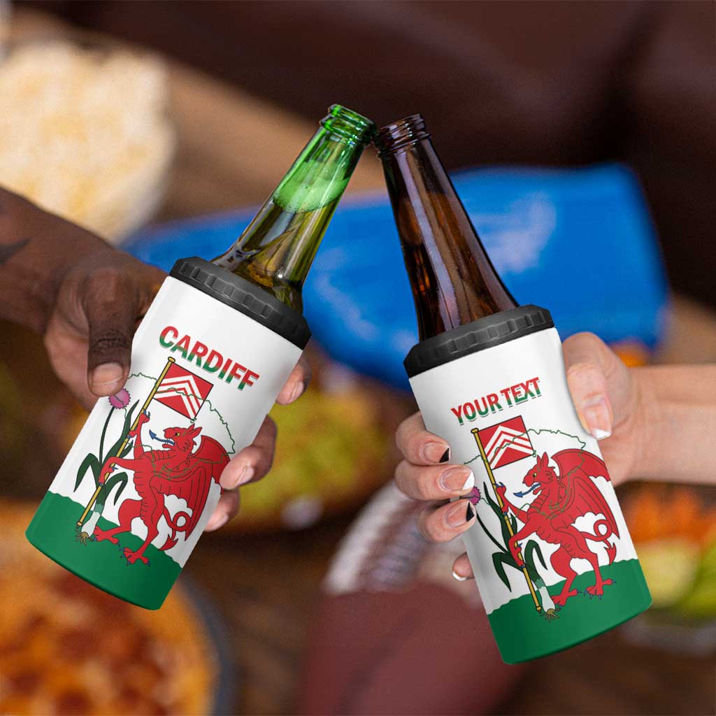 Personalised Wales Cardiff Capital 4 in 1 Can Cooler Tumbler Welsh Dragon Glamorgan Flag Style - Wonder Print Shop