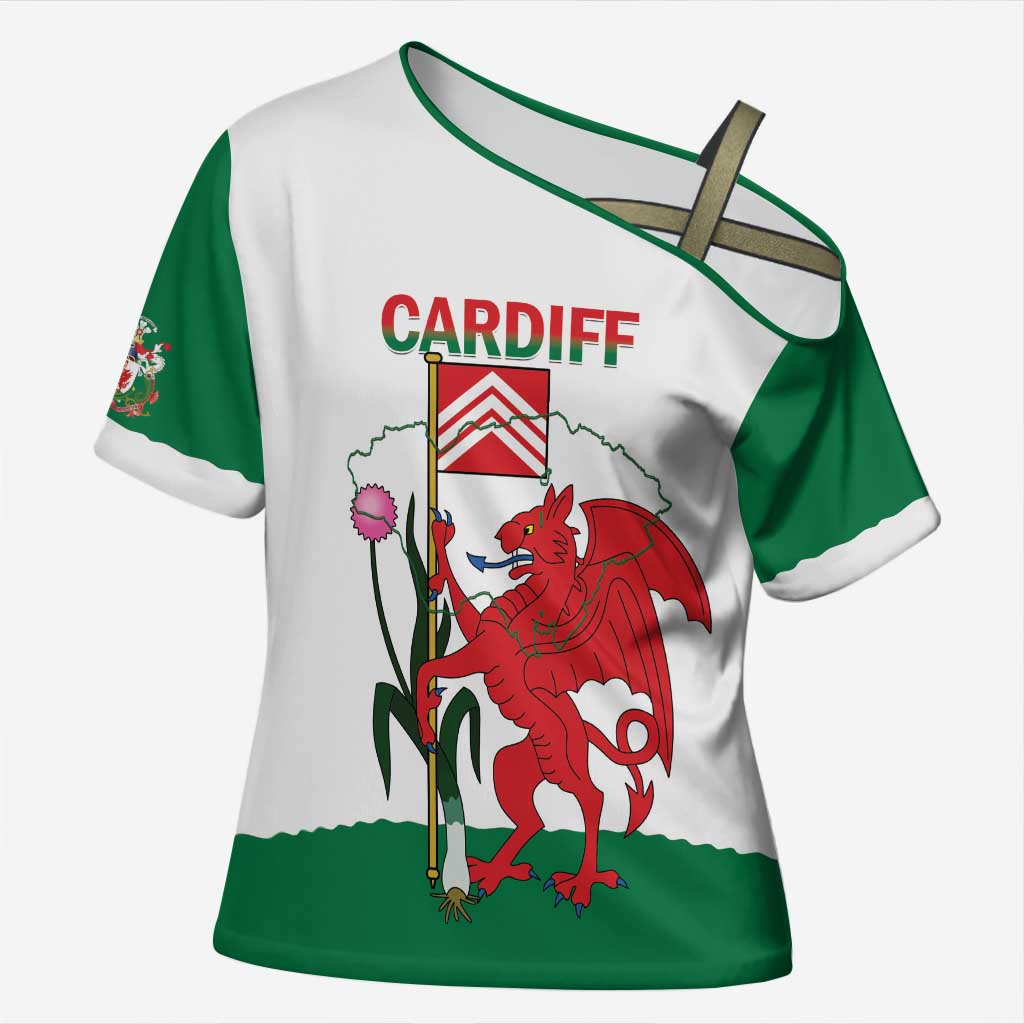 Personalised Wales Cardiff Capital Cross Shoulder Shirt Welsh Dragon Glamorgan Flag Style - Wonder Print Shop
