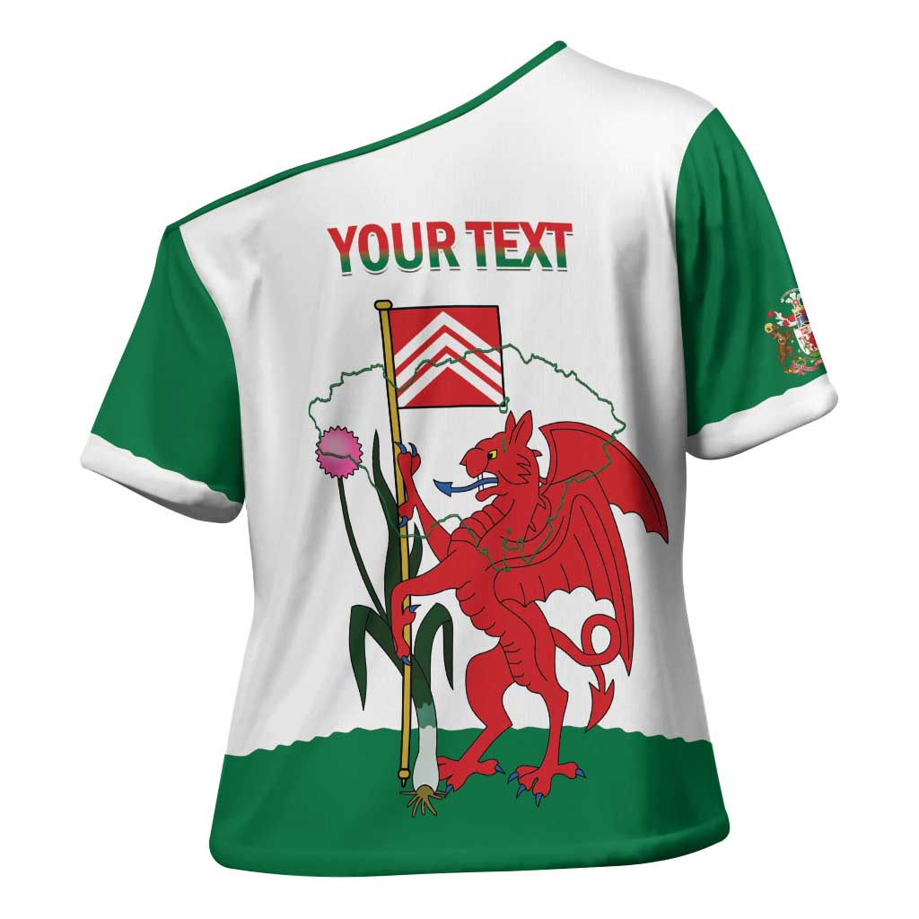 Personalised Wales Cardiff Capital Cross Shoulder Shirt Welsh Dragon Glamorgan Flag Style - Wonder Print Shop