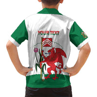 Personalised Wales Cardiff Capital Family Matching Off Shoulder Maxi Dress and Hawaiian Shirt Welsh Dragon Glamorgan Flag Style - Wonder Print Shop