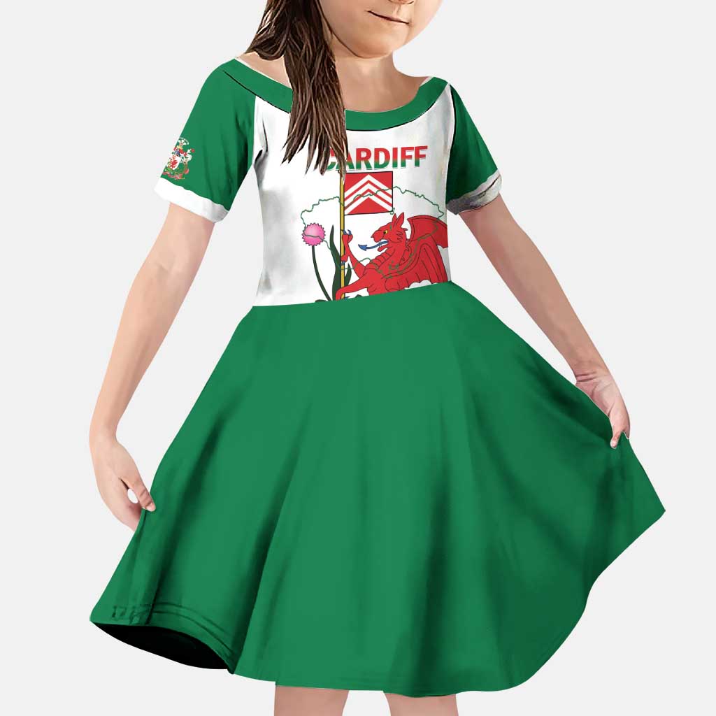 Personalised Wales Cardiff Capital Family Matching Off Shoulder Maxi Dress and Hawaiian Shirt Welsh Dragon Glamorgan Flag Style - Wonder Print Shop
