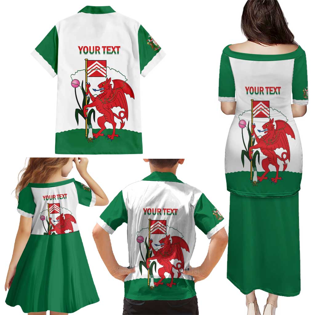 Personalised Wales Cardiff Capital Family Matching Puletasi and Hawaiian Shirt Welsh Dragon Glamorgan Flag Style - Wonder Print Shop