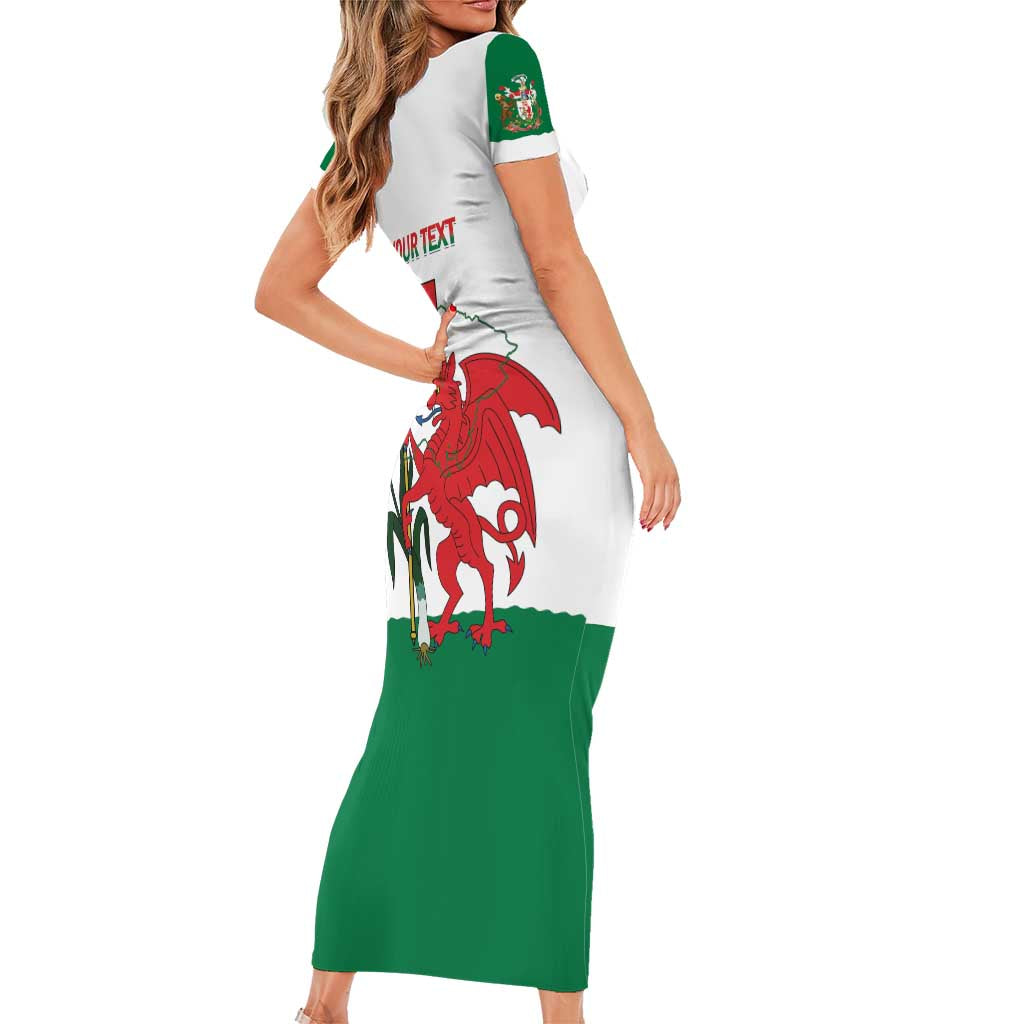 Personalised Wales Cardiff Capital Family Matching Short Sleeve Bodycon Dress and Hawaiian Shirt Welsh Dragon Glamorgan Flag Style - Wonder Print Shop