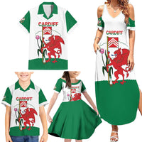 Personalised Wales Cardiff Capital Family Matching Summer Maxi Dress and Hawaiian Shirt Welsh Dragon Glamorgan Flag Style - Wonder Print Shop