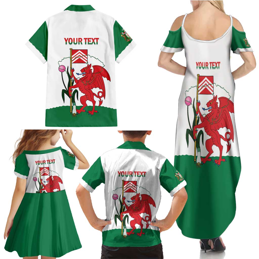 Personalised Wales Cardiff Capital Family Matching Summer Maxi Dress and Hawaiian Shirt Welsh Dragon Glamorgan Flag Style - Wonder Print Shop